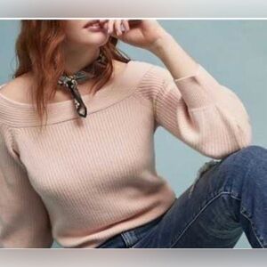 Anthropologie Blush Off-Shoulder Sweater